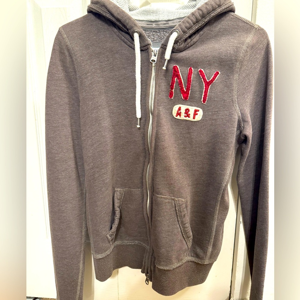 Abercrombie & Fitch Brown Hoodie with Red Logo